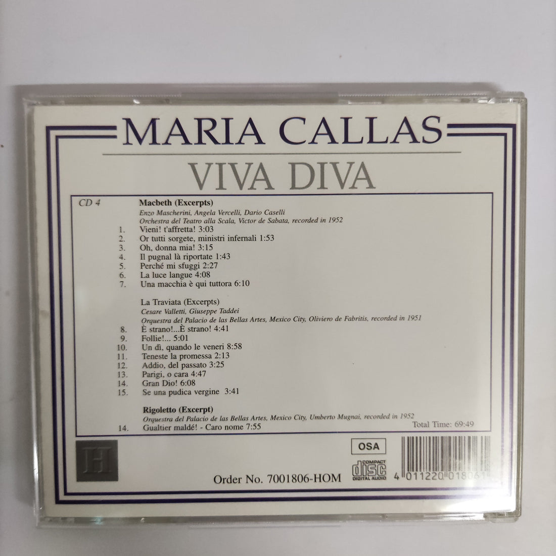 ซีดี Maria Callas - Viva Diva Verdi Vol.1 - Vol.5 CD VG+