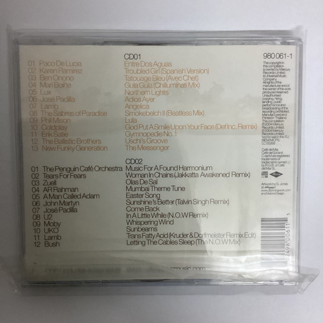 ซีดี José Padilla - Café Del Mar The Best Of Compiled By José Padilla CD NM or M- 2CDs
