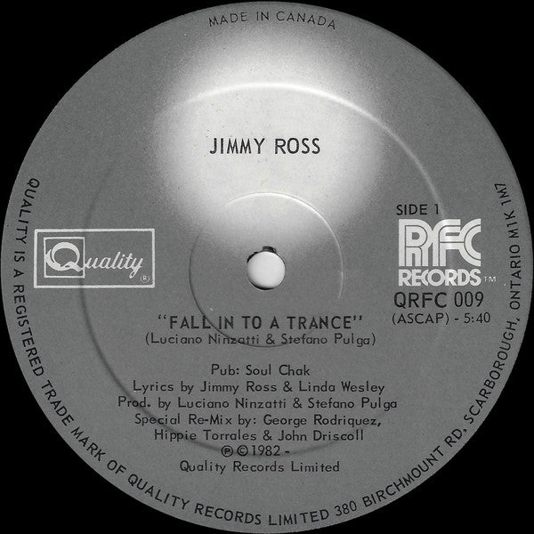 Jimmy Ross : Fall In To A Trance (12")