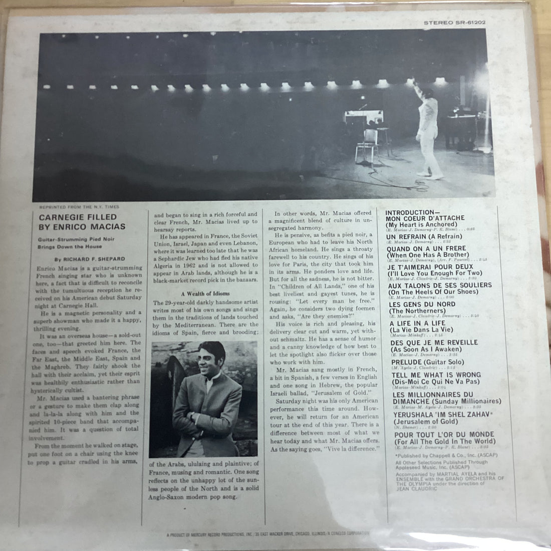 แผ่นเสียง Enrico Macias - Enrico Macias Live At The Olympia, Paris Vinyl VG+