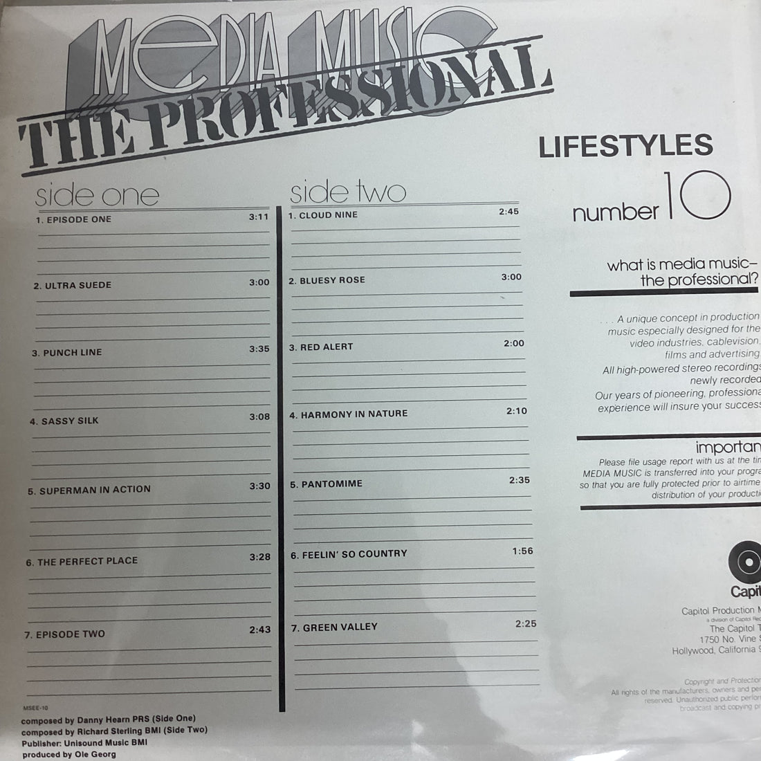 แผ่นเสียง Danny Hearn / Richard Sterling - Number 10 - Lifestyles Vinyl VG+