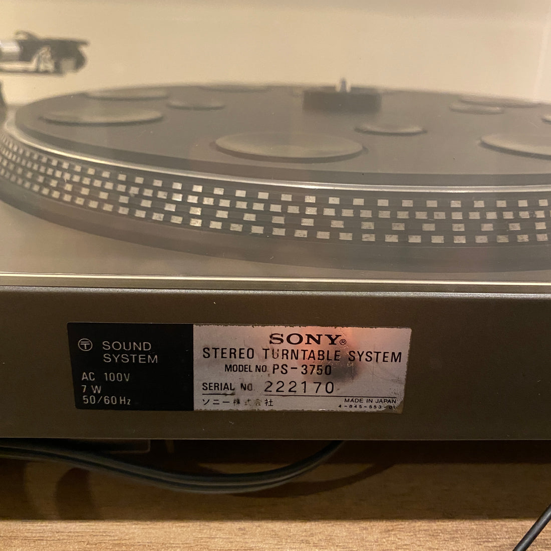 Sony PS-3750 Manual Direct Drive Turntable (220V)