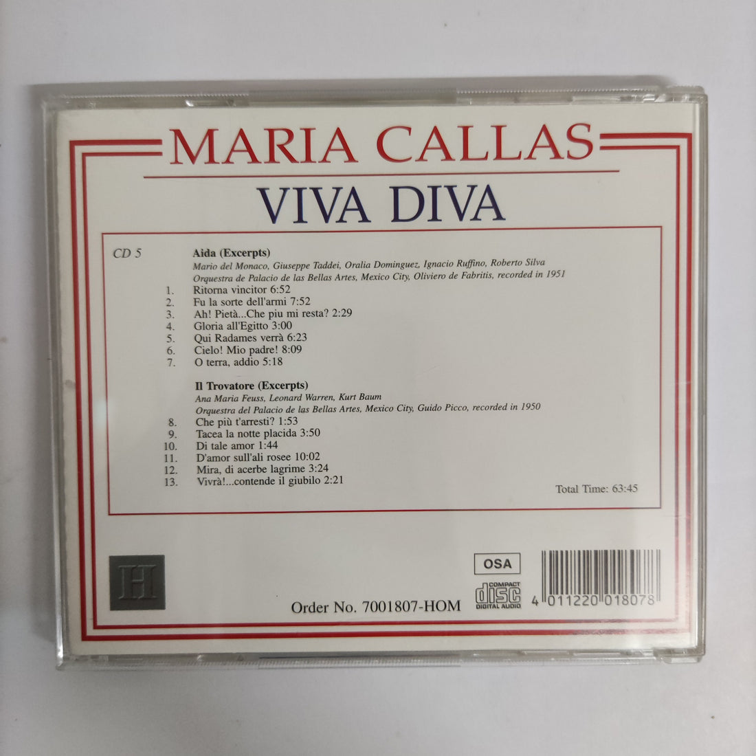 ซีดี Maria Callas - Viva Diva Verdi Vol.1 - Vol.5 CD VG+