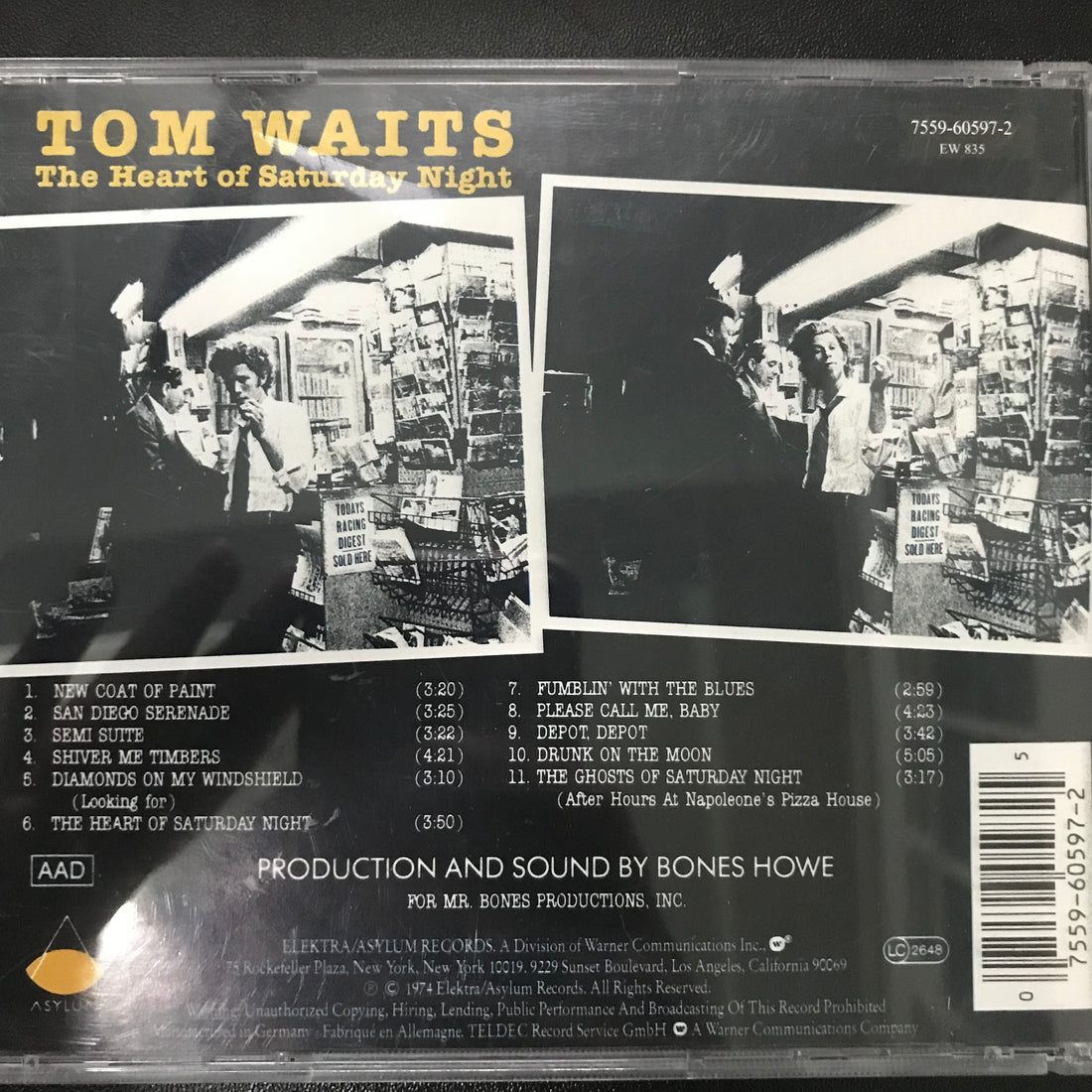 ซีดี Tom Waits - The Heart Of Saturday Night CD VG+
