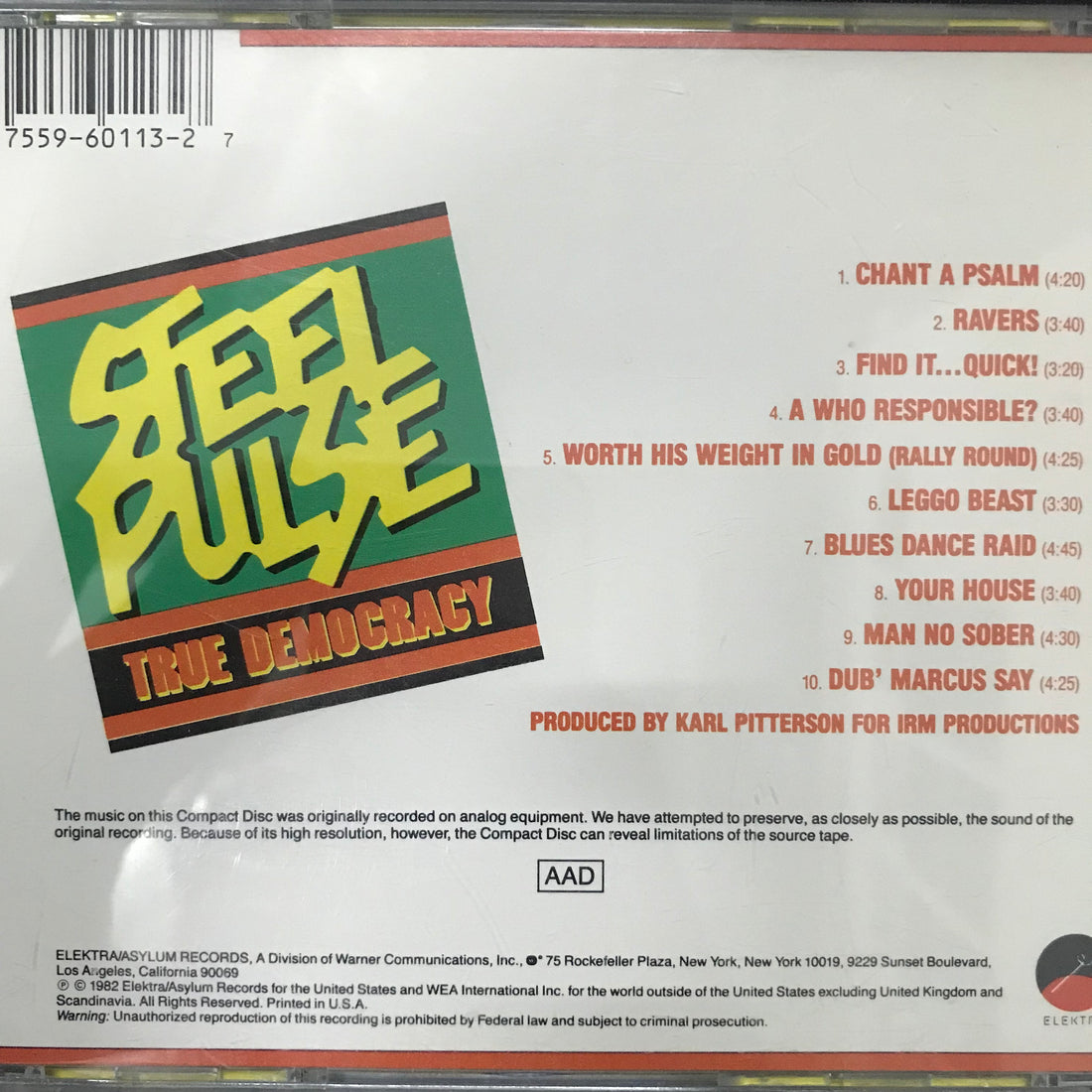 ซีดี Steel Pulse - True Democracy CD VG+
