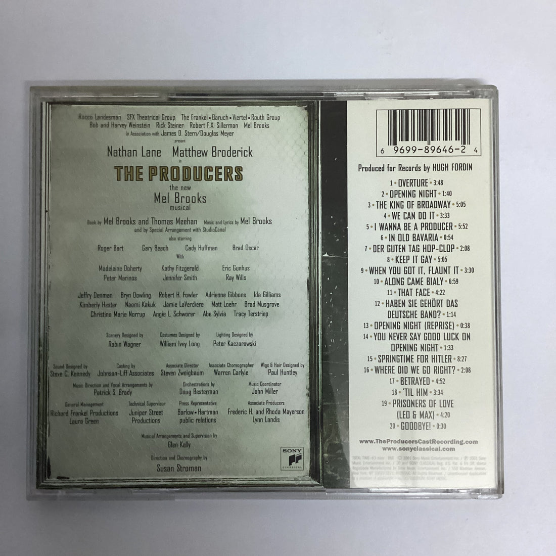 ซีดี "The Producers" Original Broadway Cast - The Producers - The New Mel Brooks Musical Original Broadway Cast Recording CD VG