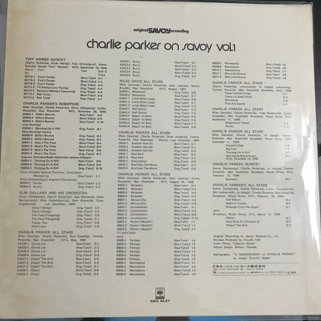 แผ่นเสียง Charlie Parker - Charlie Parker On Savoy Vol. 1 Vinyl VG+