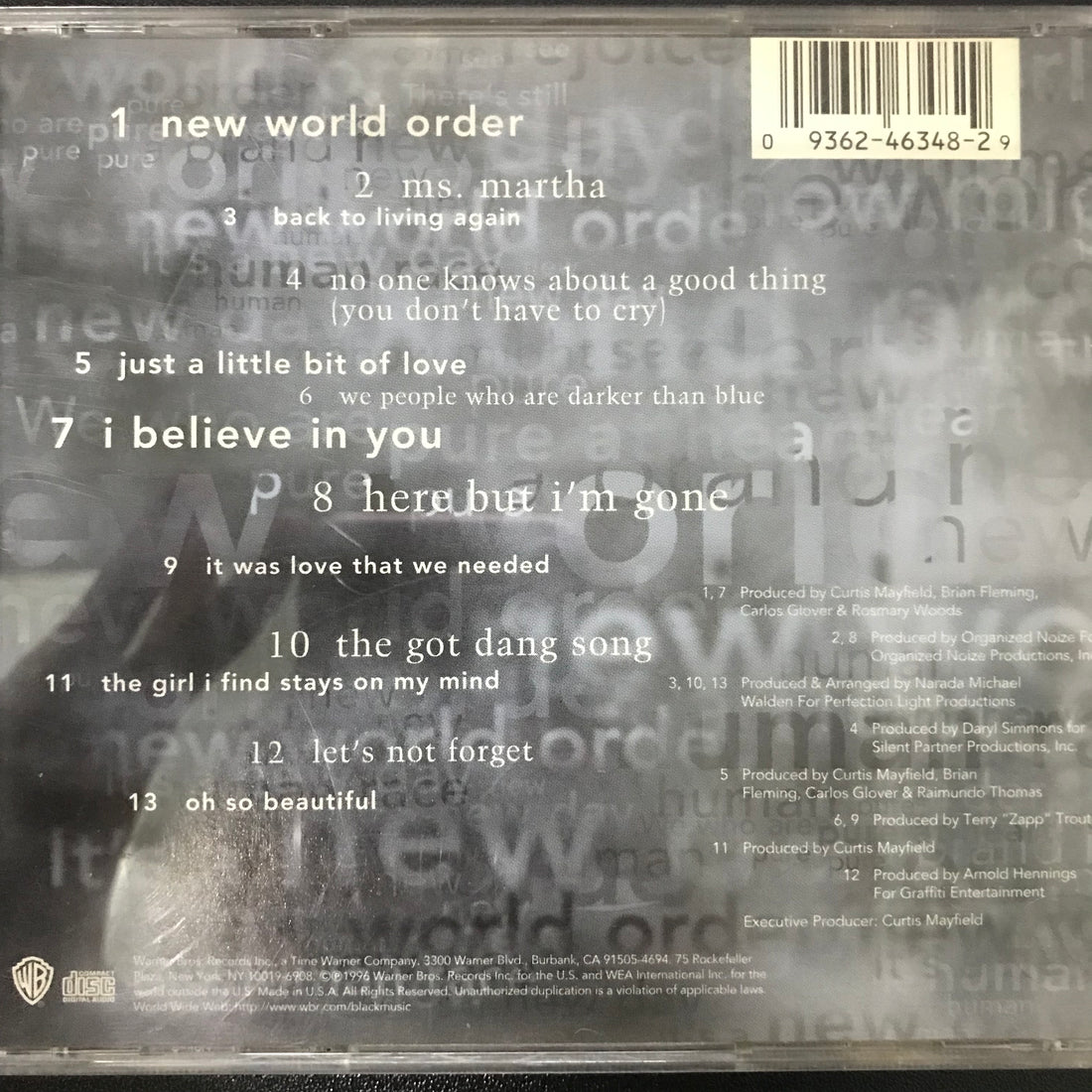 ซีดี Curtis Mayfield - New World Order CD VG+