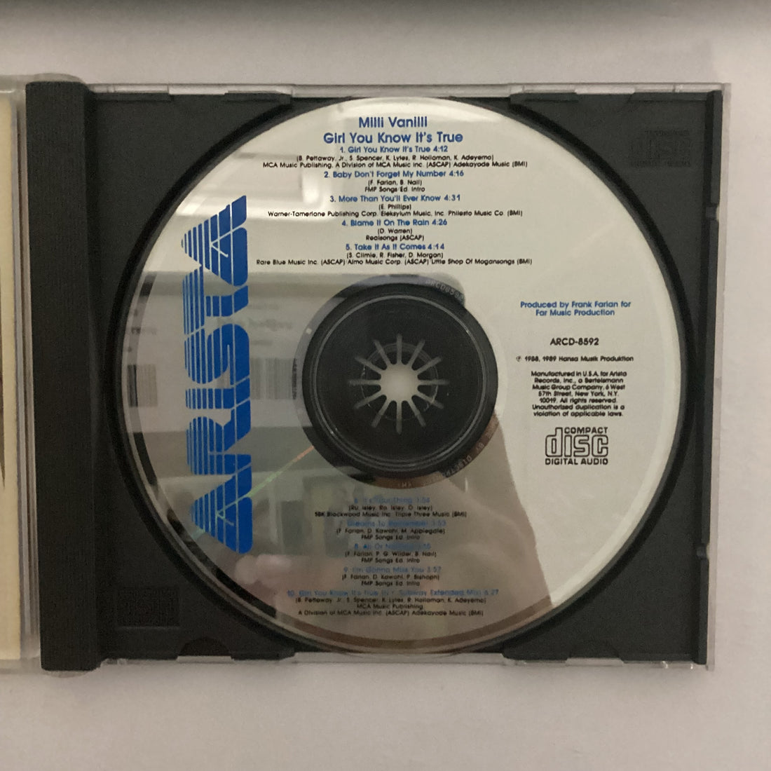 ซีดี Milli Vanilli - Girl You Know It's True CD VG+