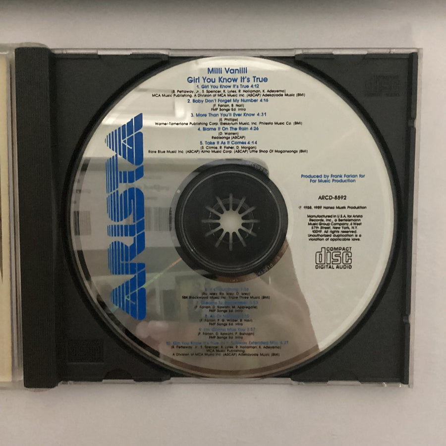 ซีดี Milli Vanilli - Girl You Know It's True CD VG+