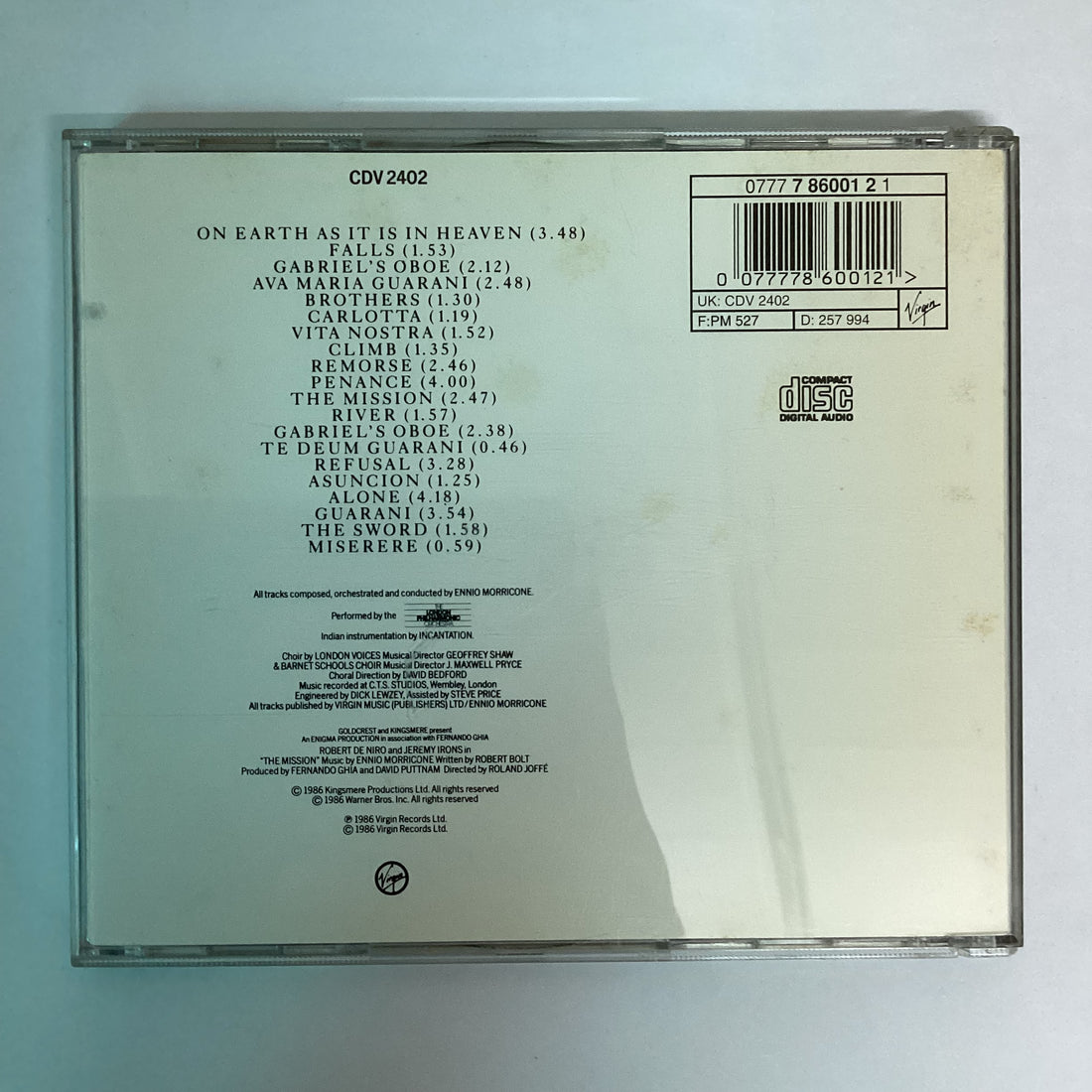 ซีดี Ennio Morricone - The Mission Original Sound Track From The Film CD VG+