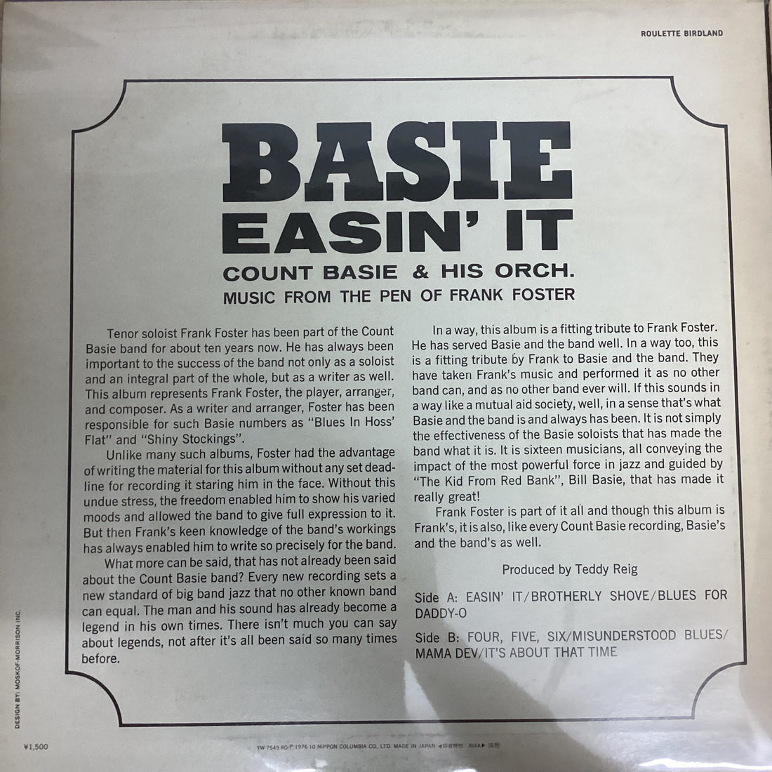 แผ่นเสียง Count Basie Orchestra - Easin' It Vinyl VG+