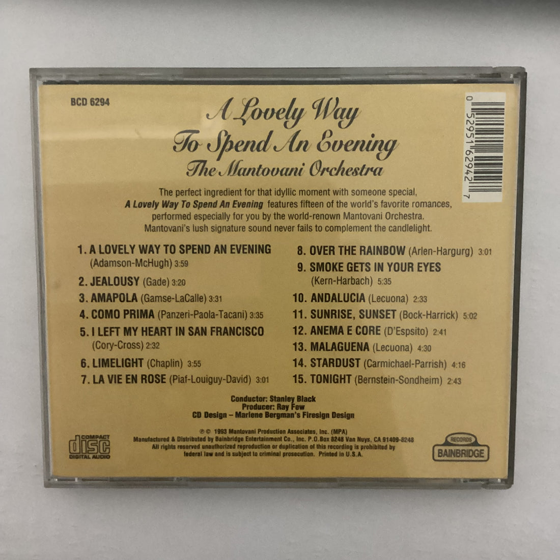 ซีดี Mantovani And His Orchestra - A Lovely Way To Spend An Evening CD VG+