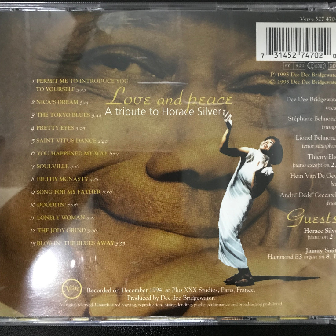 ซีดี Dee Dee Bridgewater - Love And Peace - A Tribute To Horace Silver CD VG+