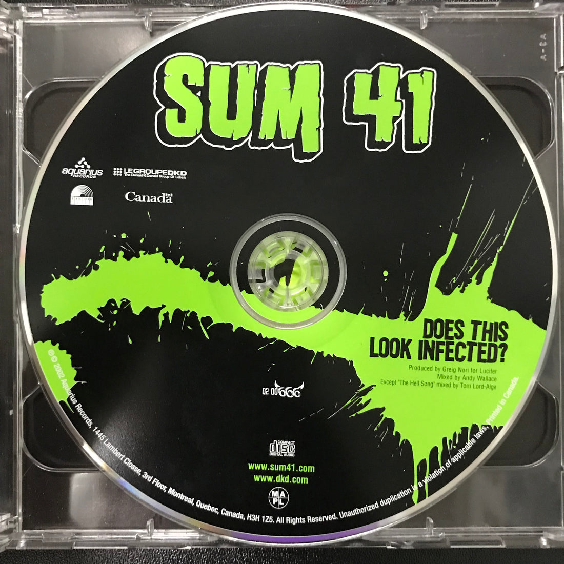 ซีดี Sum 41 - Does This Look Infected? CD VG+