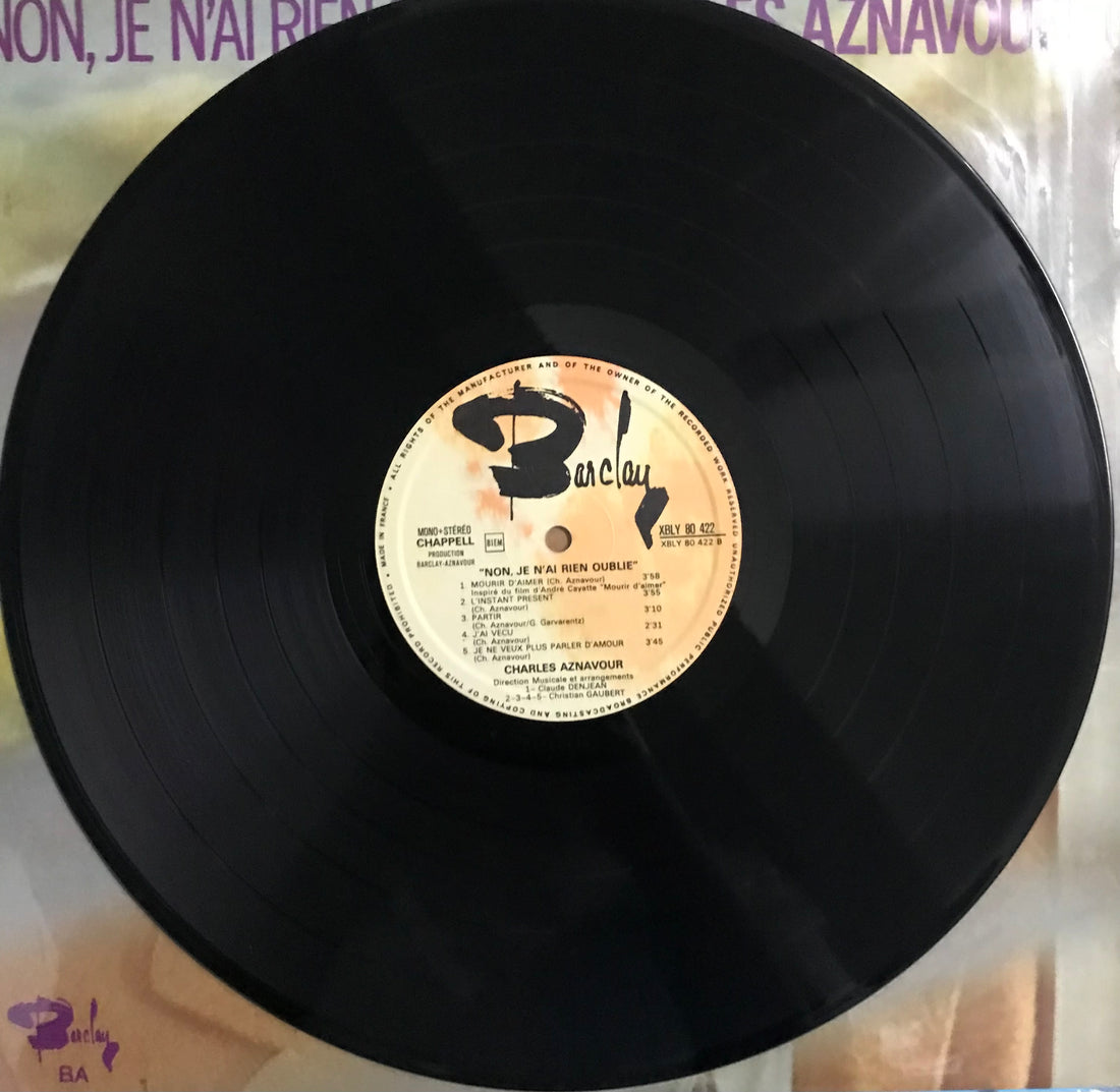 แผ่นเสียง Charles Aznavour - Non, Je N'ai Rien Oublié Vinyl VG+