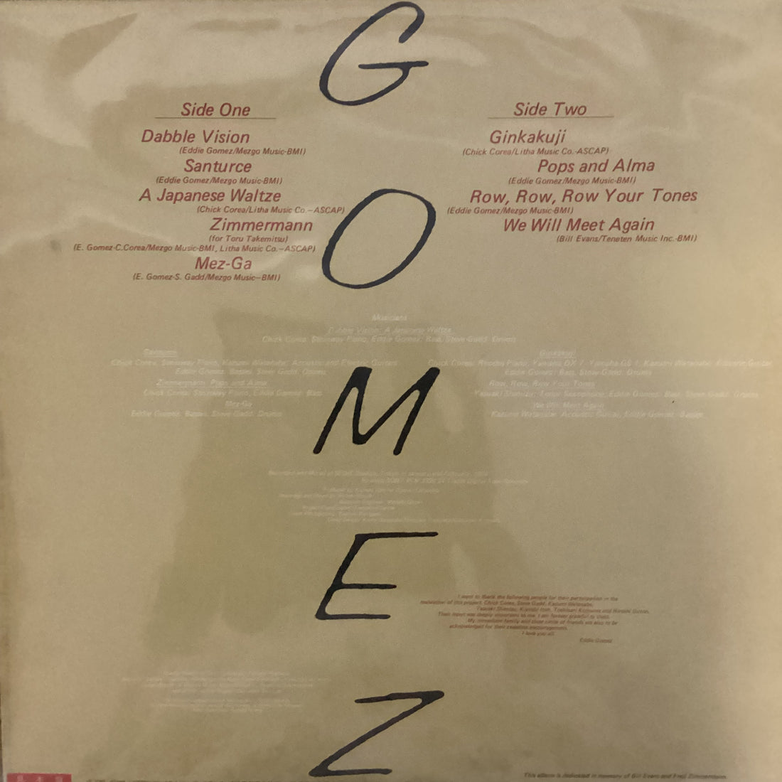 แผ่นเสียง Eddie Gomez Featuring Chick Corea And Steve Gadd - Gomez Vinyl VG+