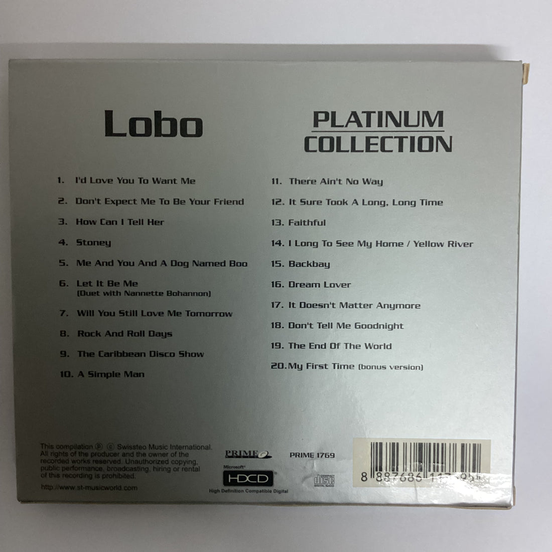ซีดี Lobo - Platinum Collection CD VG+ HDCD แผ่นทอง