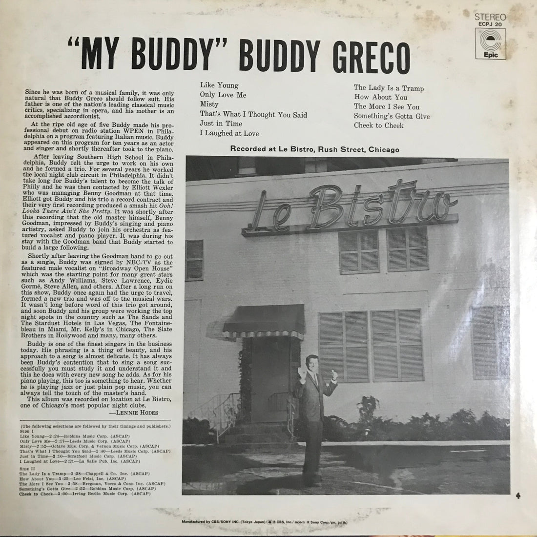 แผ่นเสียง Buddy Greco - My Buddy Vinyl VG+