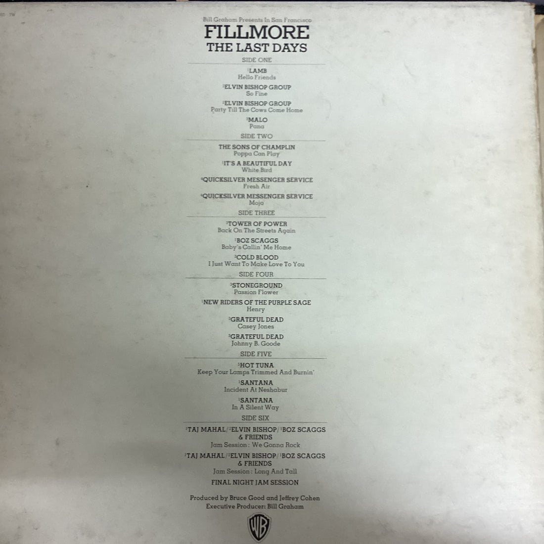 แผ่นเสียง Various - Fillmore - The Last Days Vinyl VG+ 4LPs