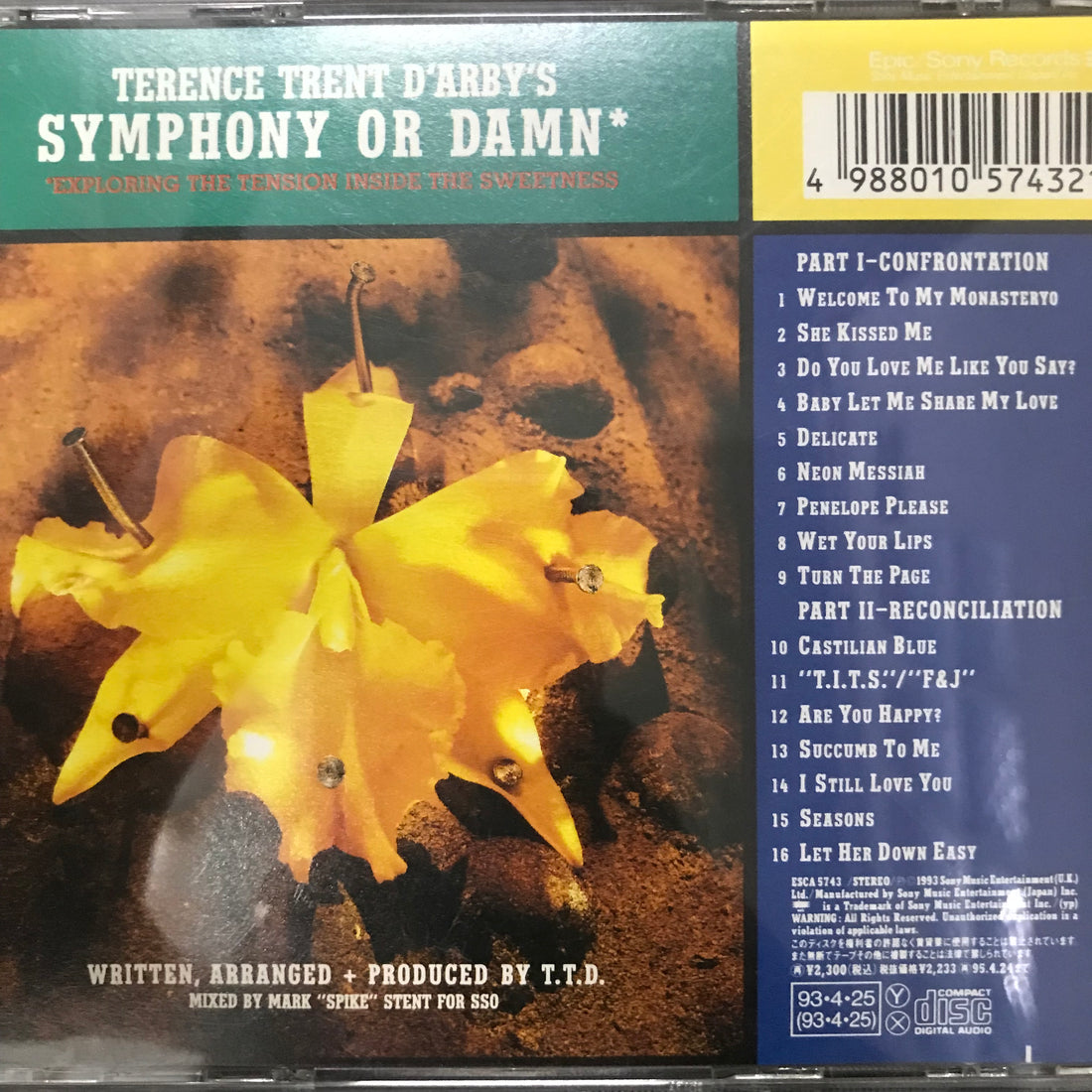 ซีดี Terence Trent D'Arby / Terence Trent D'Arby - Terence Trent D'Arby's Symphony Or Damn* = テレンス・トレント・ダービーSymphony Or Damn CD VG+