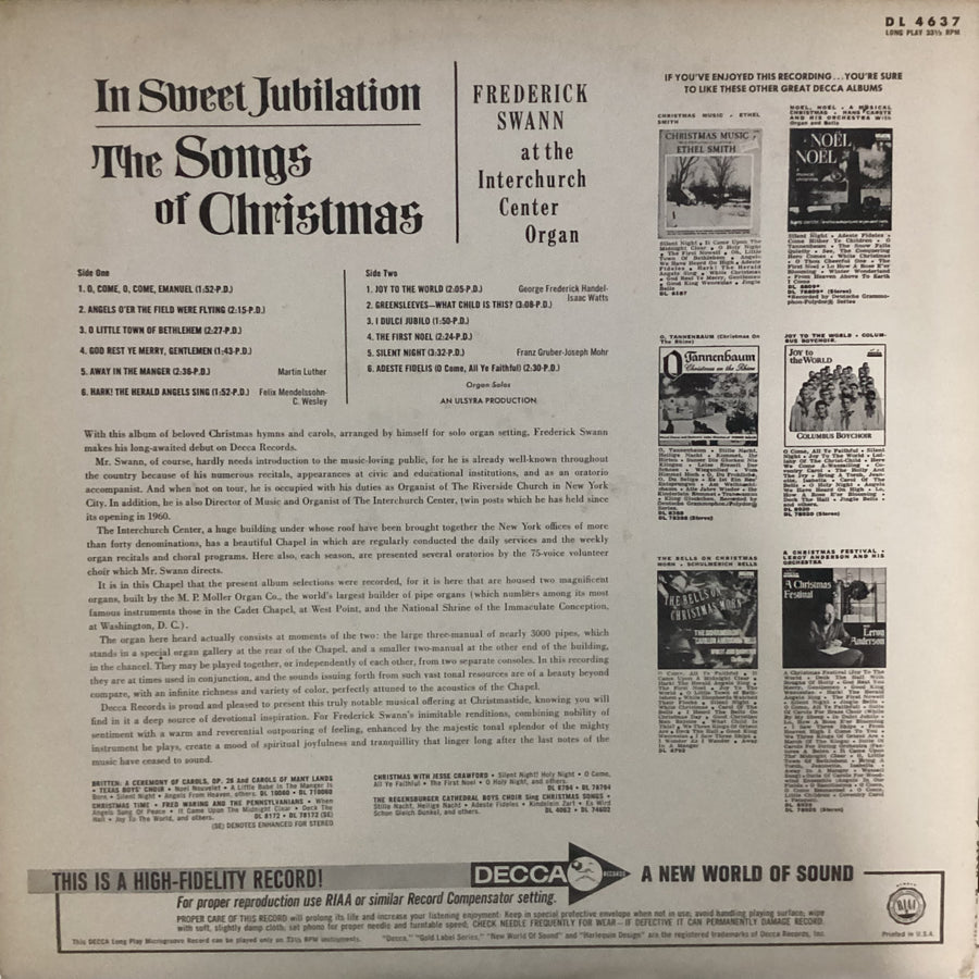 แผ่นเสียง Frederick Swann - In Sweet Jubilation - The Songs Of Christmas Vinyl VG+