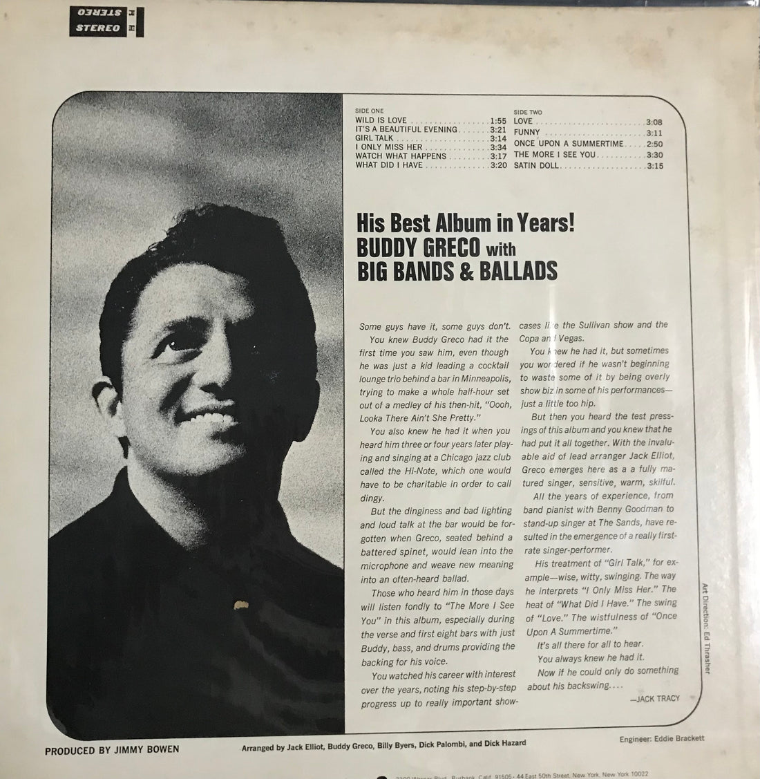 แผ่นเสียง Buddy Greco - Big Band & Ballads Vinyl VG+