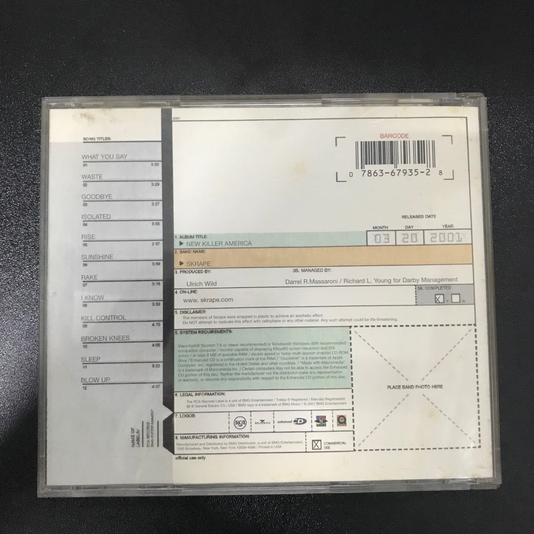 ซีดี Skrape - New Killer America CD VG+