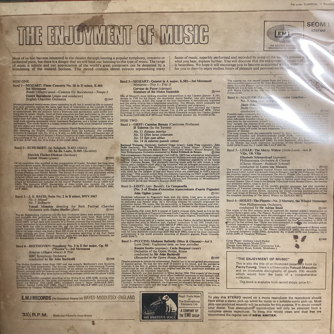 แผ่นเสียง Various - The Enjoyment Of Music Vinyl VG