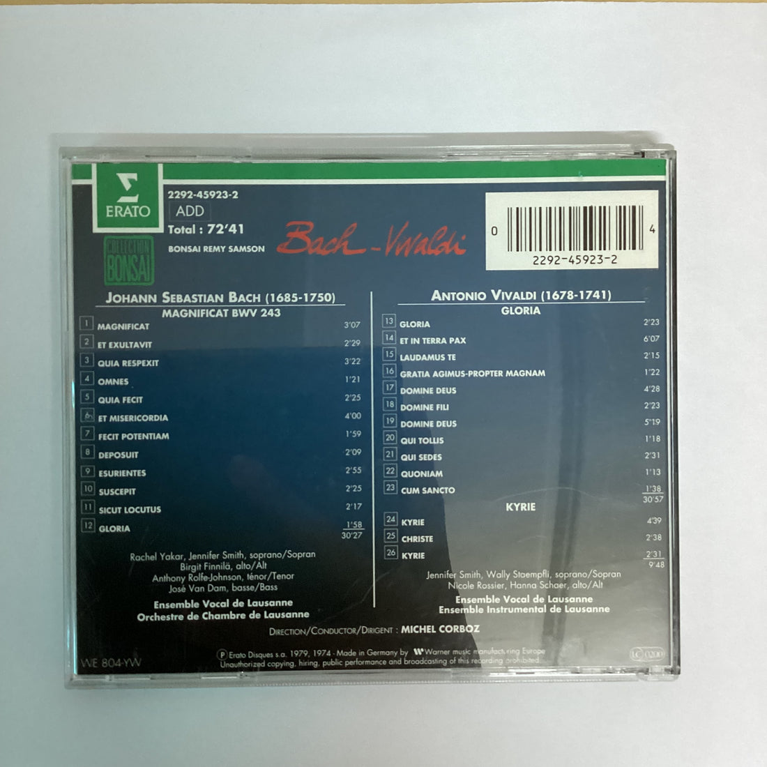 ซีดี Johann Sebastian Bach / Antonio Vivaldi - Michel Corboz - Magnificat / Gloria CD VG+