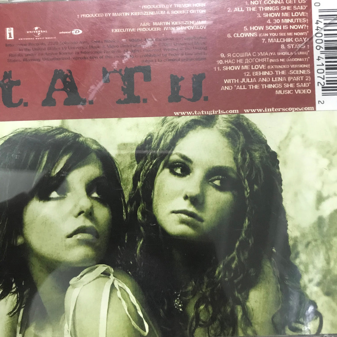 ซีดี t.A.T.u. - 200 KM/H In The Wrong Lane CD VG+