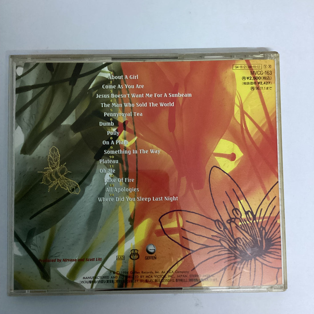 ซีดี Nirvana - MTV Unplugged In New York CD VG+