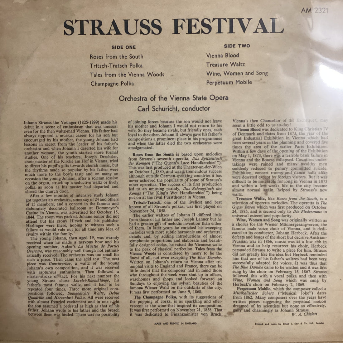แผ่นเสียง Various - Strauss Festival Carl Schuricht Vinyl G+