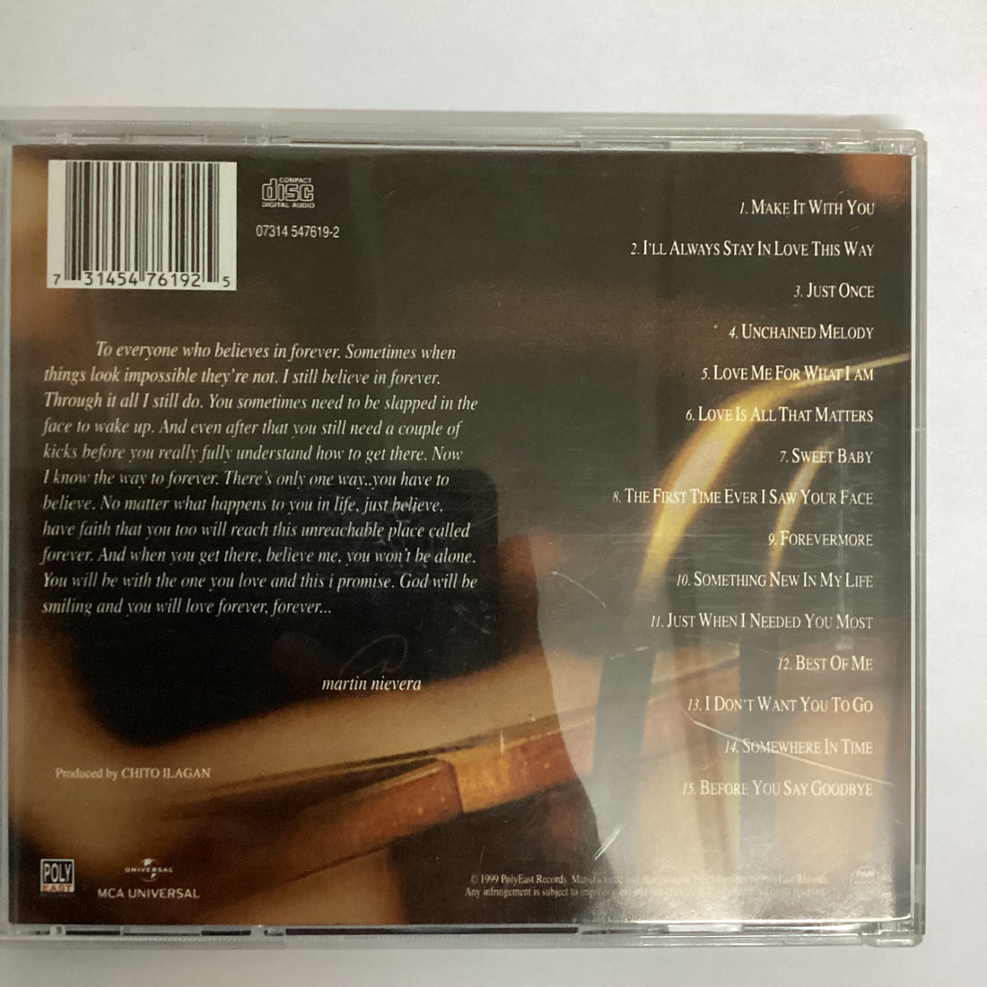 ซีดี Martin Nievera - Forever Forever CD VG+