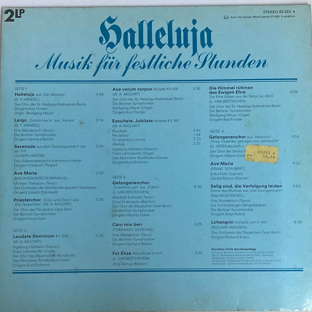 แผ่นเสียง Erika Köth, Fritz Wunderlich, Ingeborg Hallstein, Michael Theodore, Chor Der St. Hedwigs-Kathedrale Berlin - Halleluja (Musik Für Festliche Stunden) (Vinyl) (VG+)