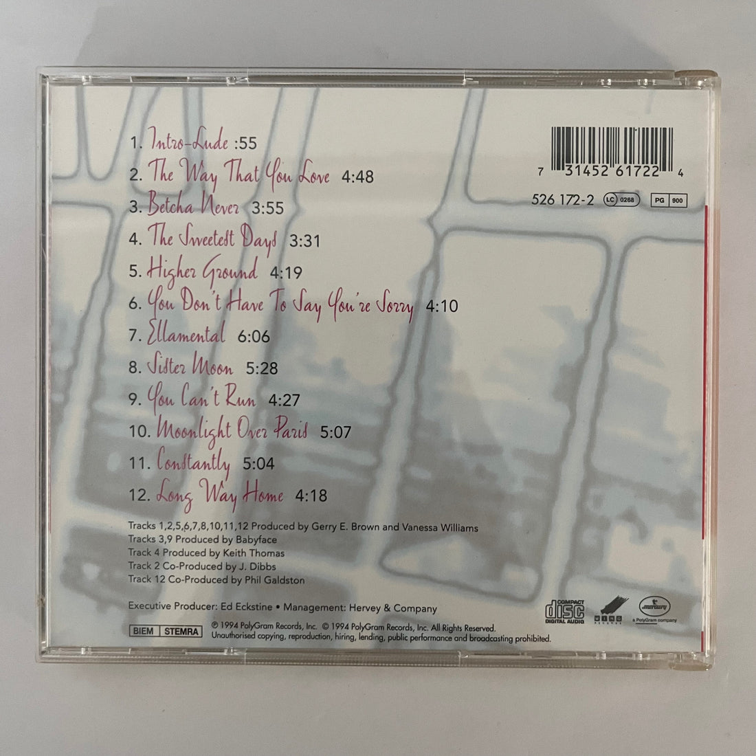 ซีดี Vanessa Williams - The Sweetest Days CD VG+