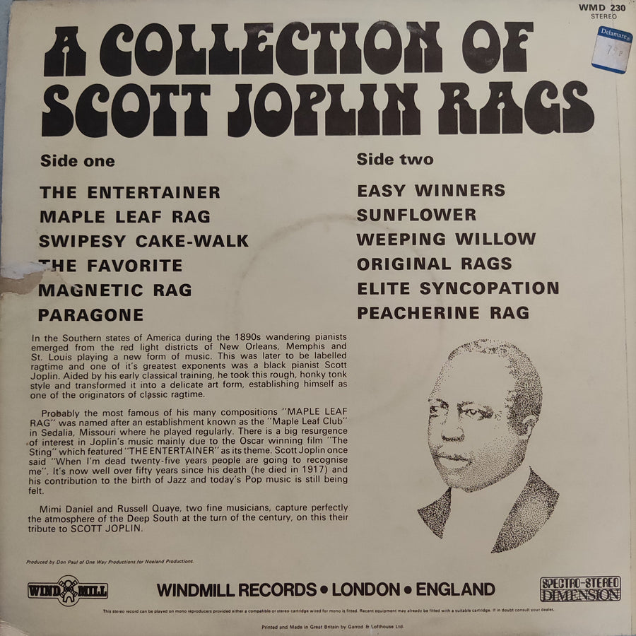 แผ่นเสียง Mimi Daniel And Russell Quaye - A Collection Of Scott Joplin Rags Vinyl VG+