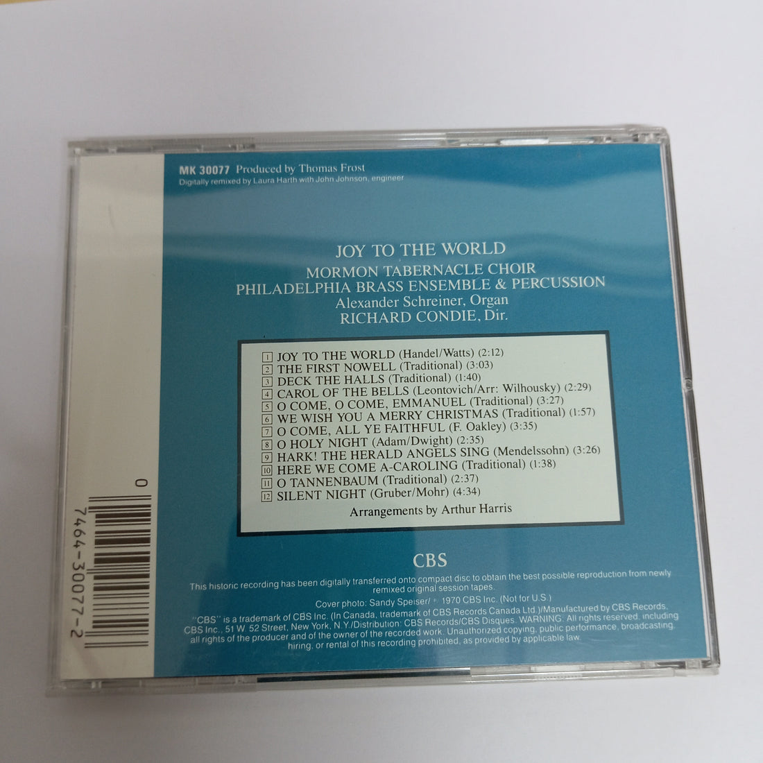 ซีดี Mormon Tabernacle Choir / Philadelphia Brass Ensemble / Richard P. Condie / Alexander Schreiner - Joy To The World CD VG+