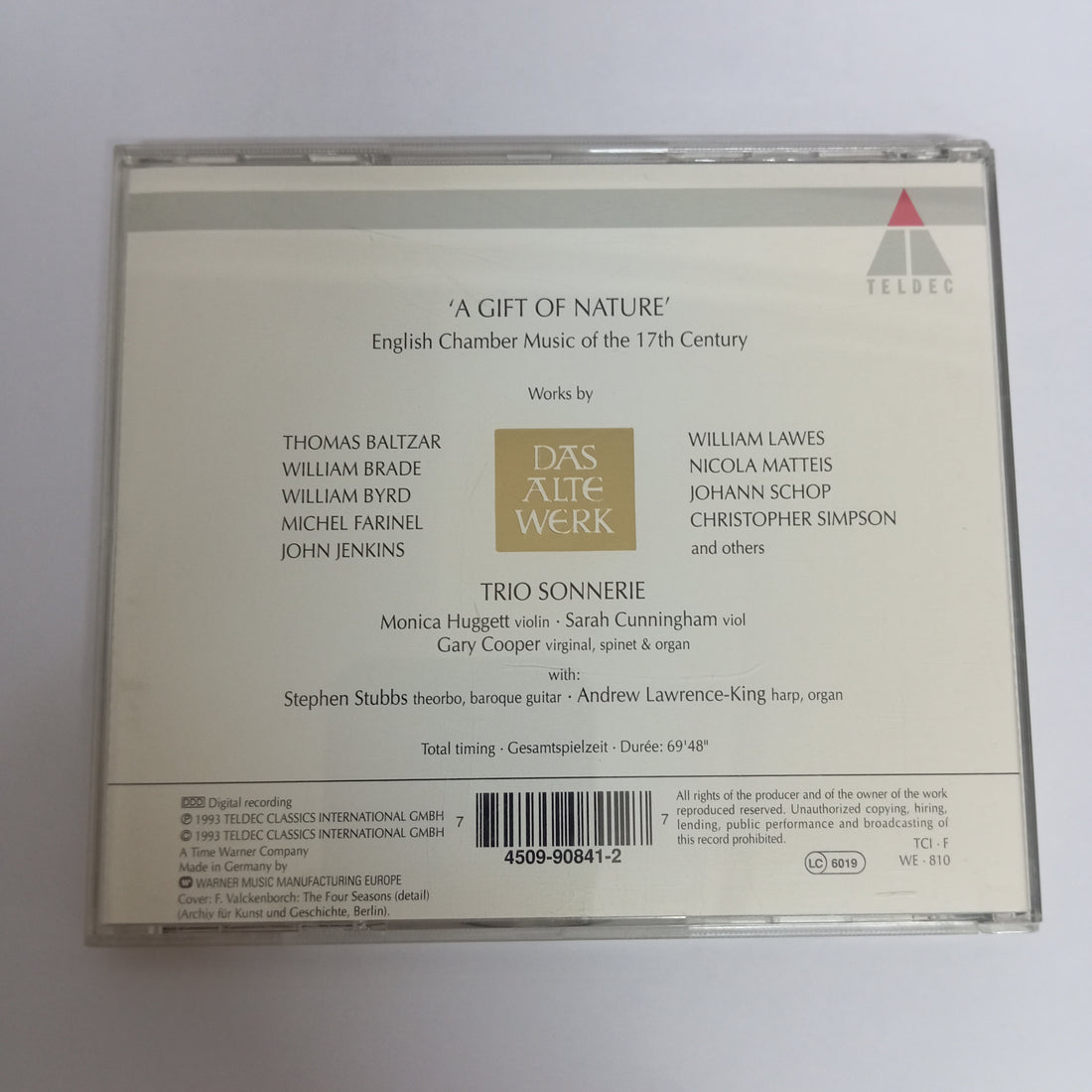 Sonnerie, Stephen Stubbs, Andrew Lawrence-King - 'A Gift Of Nature' (English Chamber Music Of The 17th Century) (CD) (VG+)