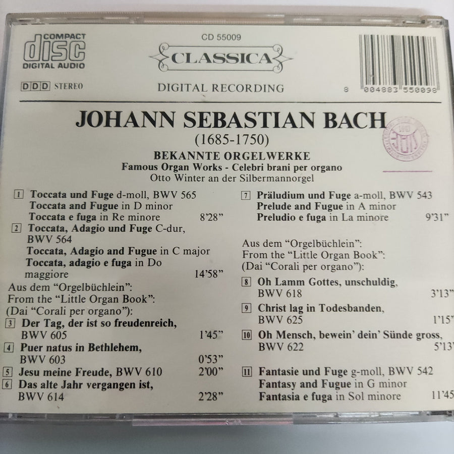 ซีดี Johann Sebastian Bach, Otto Winter - Bekannte Orgelwerke - Famous Organ Works CD VG+