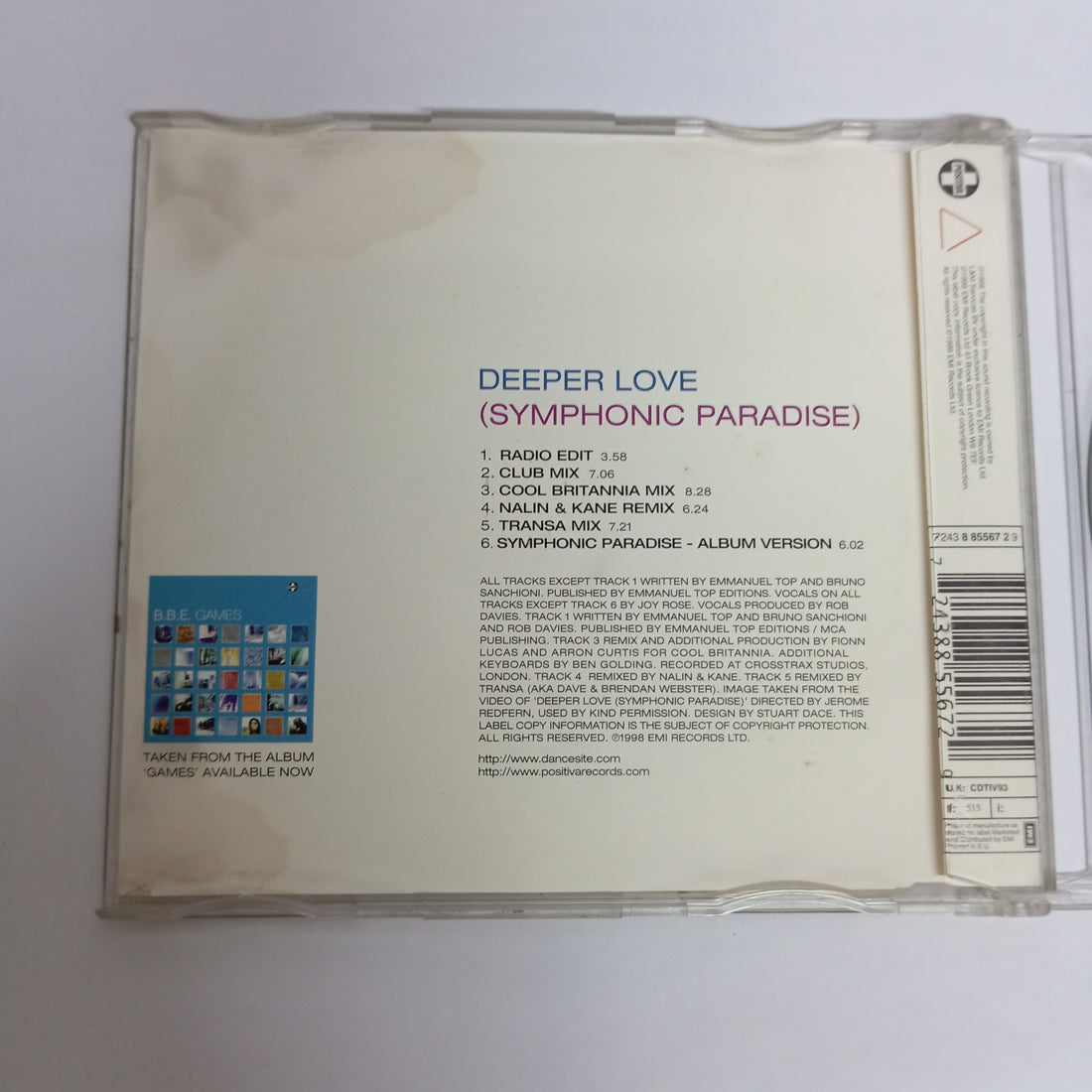 ซีดี B.B.E. - Deeper Love Symphonic Paradise CD VG+