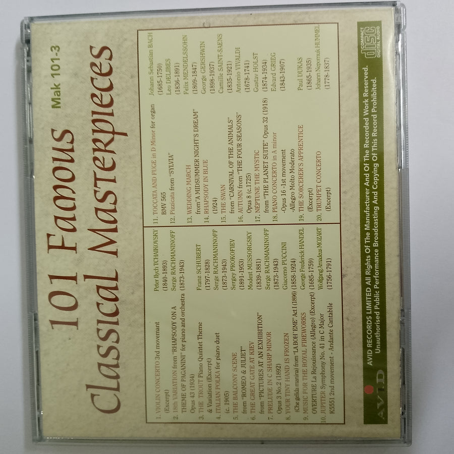 ซีดี Various - 101 Famous Classical Masterpieces (CD) (VG+) (5CDs)