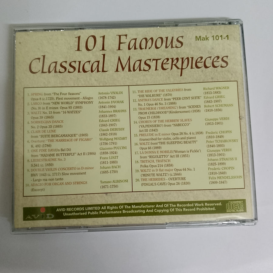 ซีดี Various - 101 Famous Classical Masterpieces CD VG+ 5CDs