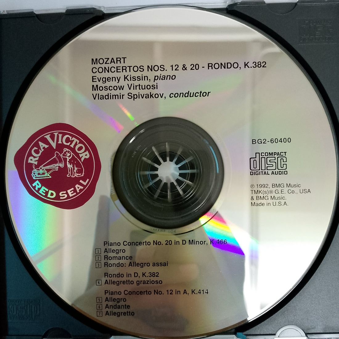 ซีดี Evgeny Kissin*, Mozart*, Moscow Virtuosi, Spivakov* – Piano Concerto No. 12 & 20, Rondo, K.382 (CD) (VG+)