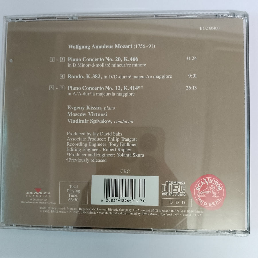 ซีดี Evgeny Kissin*, Mozart*, Moscow Virtuosi, Spivakov* – Piano Concerto No. 12 & 20, Rondo, K.382 (CD) (VG+)