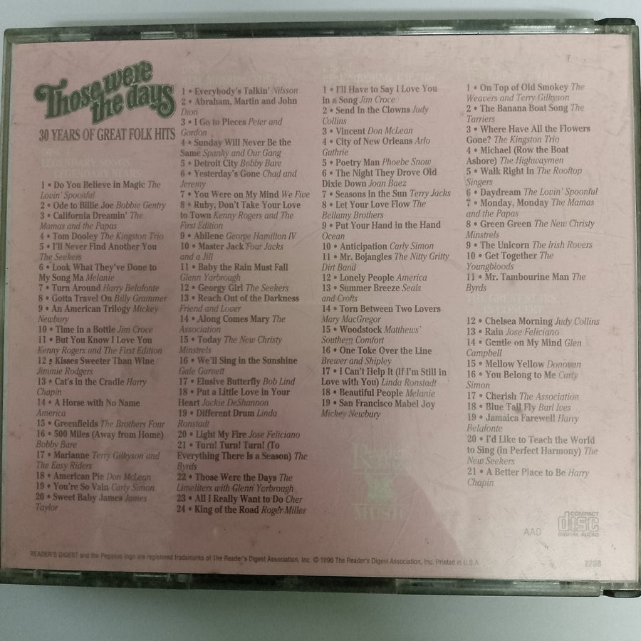 ซีดี Various - Those Were The Days: 30 Years Of Great Folk Hits (CD) (VG+) (4CDs)