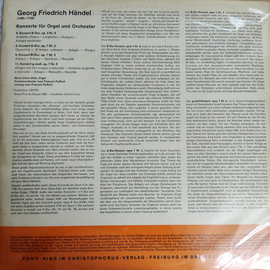 แผ่นเสียง Georg Friedrich Händel - Orgelkonzerte (Vinyl) (VG+)