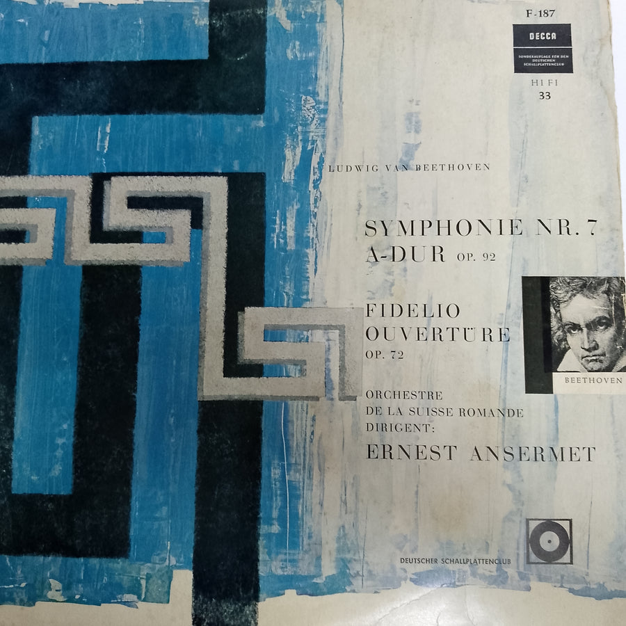 แผ่นเสียง Beethoven*, L'Orchestre De La Suisse Romande, Ansermet* – Symphonie Nr. 7 A - Dur Op. 92 / Fidelio Overtüre Op. 72 (Vinyl) (VG+)