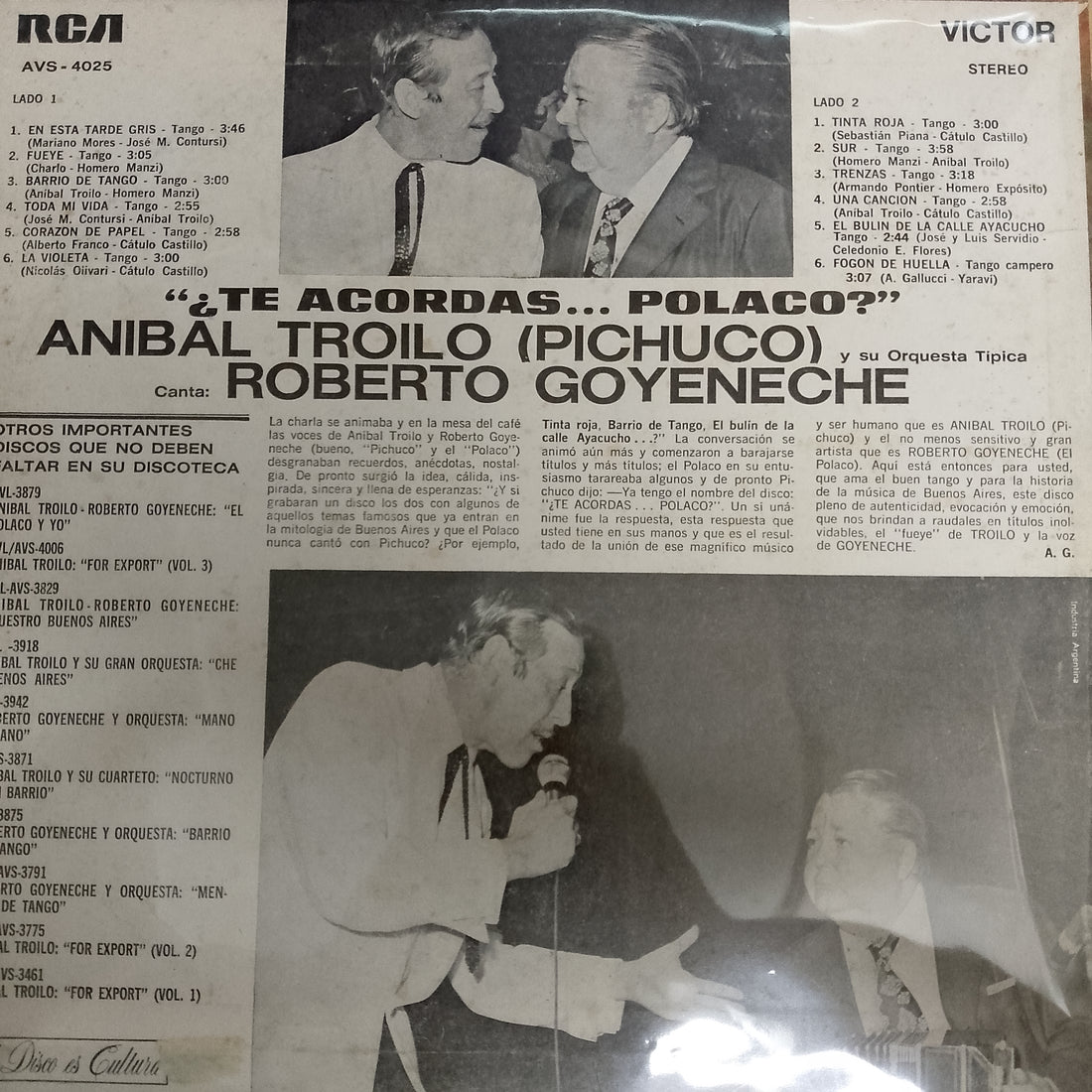 แผ่นเสียง Aníbal Troilo, Roberto Goyeneche - Te Acordas... Polaco? (Vinyl) (VG+)