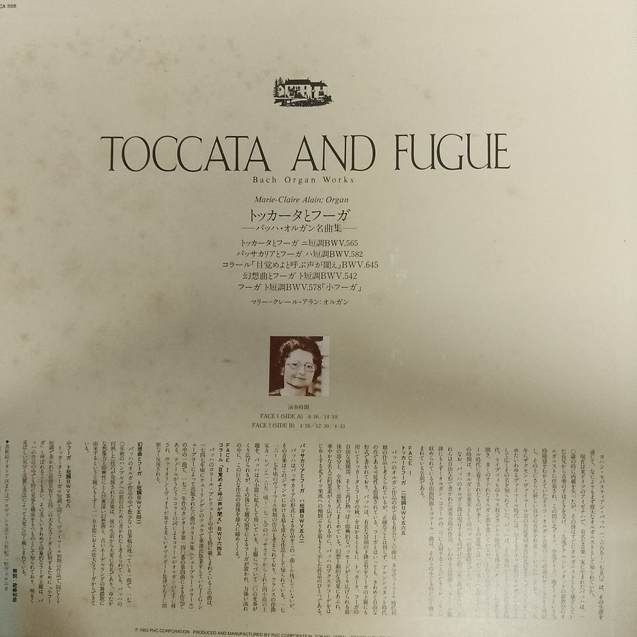 แผ่นเสียง Johann Sebastian Bach / Marie-Claire Alain -  Toccata And Fugue (Bach Organ Works) (Vinyl) (VG+)